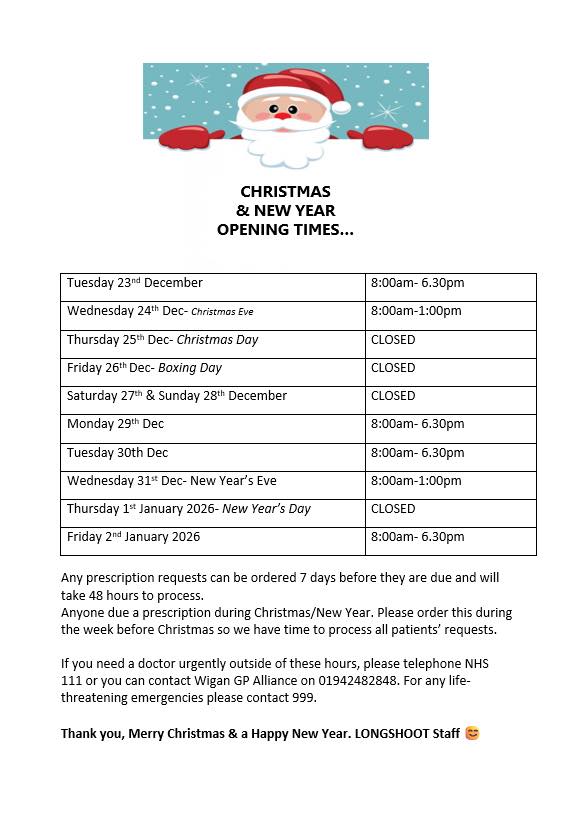 If you need medical help over the Christmas period: