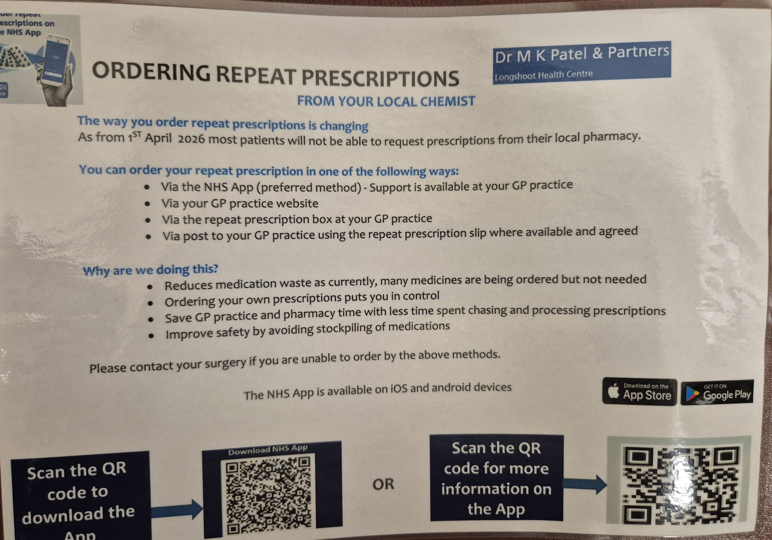 Ordering repeat prescriptions